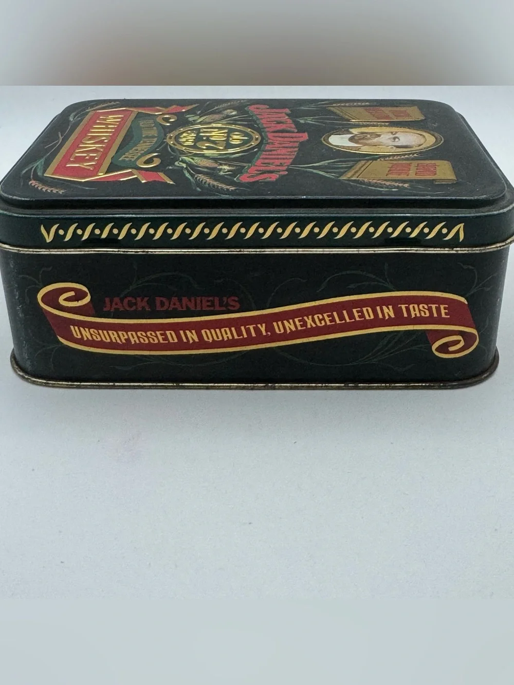 Vintage Jack Daniel’s Old No. 7 Collectible Tin w/ 2 EMPTY 50ml Bottles England
